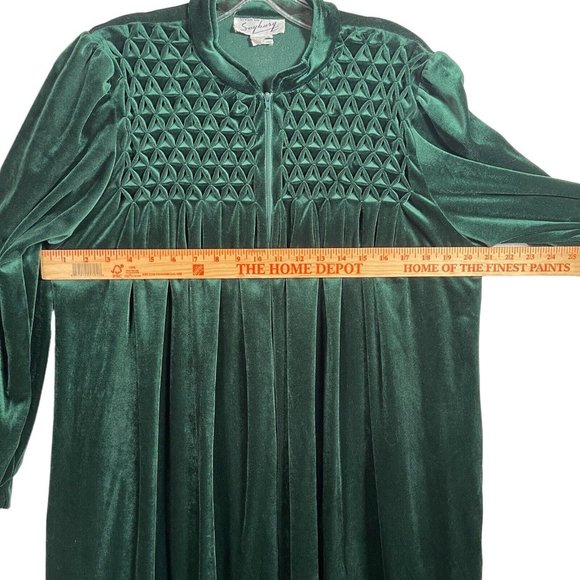 VTG Saybury Womens Velour Full‎ Zip Robe Size S Green Loungewear Long Sleeve - Picture 4 of 10